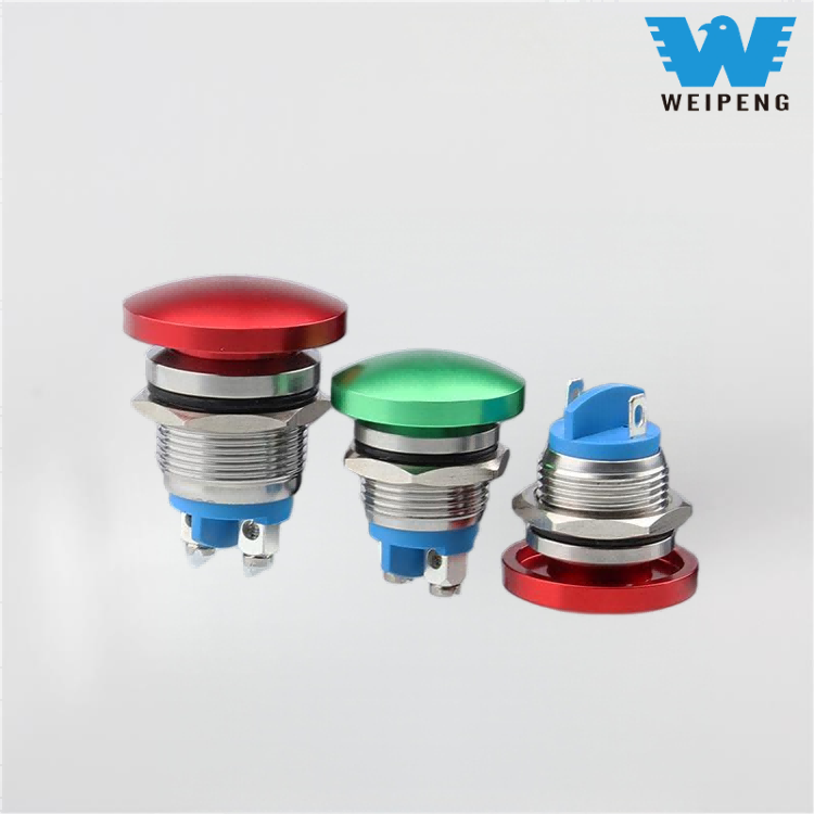 16/19/22mm Fungus Head Metal ventilabis Puga pyga Reset Switch