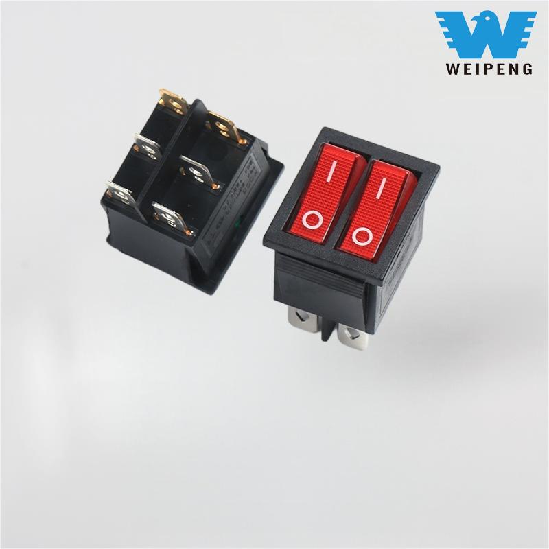 KCD4 Geminus Red Rocker Switch cum luce