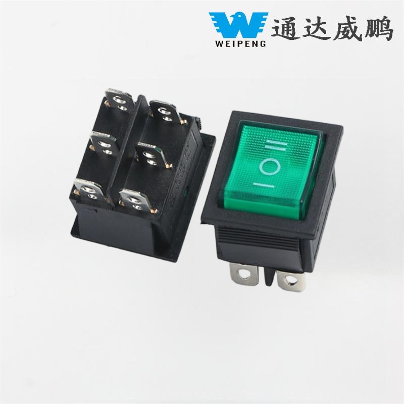 KCD4 Green DUXERIT 6-pin/4-pin Illuminated 16A 250V Rocker Switch